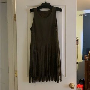 Olive green fringe dress